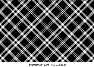 Black white simple check plaid seamless pattern. Vector illustration.