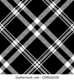 Black white simple check plaid seamless pattern. Vector illustration.