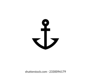 diseño de logotipo de anclaje simple y limpio en blanco y negro