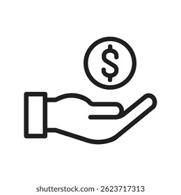 black and white simple dollar coin icon silhouette vector symbol