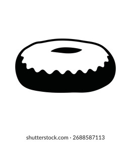 Garabato simple blanco y negro de una rosquilla con un agujero en el centro.