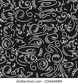 Black and white simple doodles. abstract Wavy curved zig zag lines seamless vector pattern. Hand drawn dynamic shapes abstract background. Continuous minimal texture. Messy scrawled artistic design