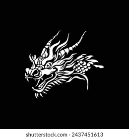 Black and white simple dragon vector. Eps 10