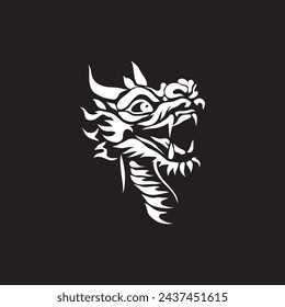 Black and white simple dragon vector. Eps 10