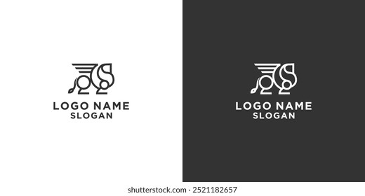 black and white simple elegant outline lion logo