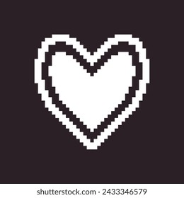 black and white simple flat 1bit pixel art abstract heart in heart icon