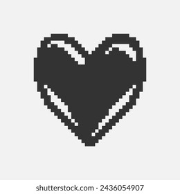 black and white simple flat 1bit pixel art abstract scratched heart icon