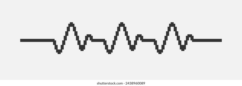 blanco y negro simple plana 1bit vector pixel art de latido cardiograma línea