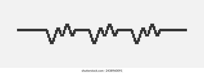 black and white simple flat 1bit vector pixel art of heartbeat cardiogram line