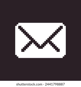 Schwarz-Weiß-einfache flache 1Bit-Vektor-Pixel-Art-Symbol des Papierpostbriefs