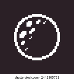 black and white simple flat 1bit vector pixel art icon of the round moon silhouette in the craters