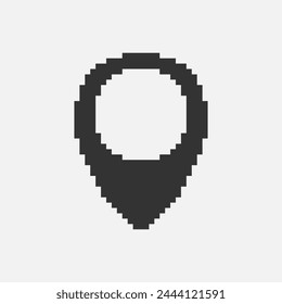 blanco y negro simple plano de 1 bit Vector pixel art icono de mapa de geolocalización pin