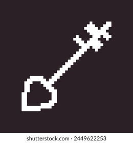 black and white simple flat 1bit vector pixel art icon of fantasy retro vintage key. password login security