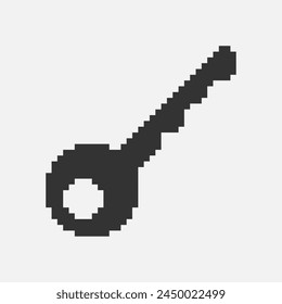 blanco y negro simple plano de 1 bit Vector pixel art ícono de llave de puerta moderna. Contraseña Inicio de sesión de seguridad