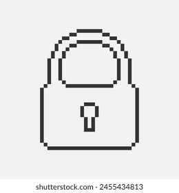 blanco y negro simple plano de 1 bit Vector pixel art ícono de candado retro vintage bloqueado. privacidad y seguridad de acceso