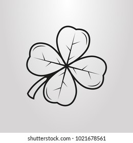 black and white simple flat art vector four-leaf clover symbol