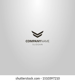 black and white simple flat art vector abstract logo of two stripes in the form of wings