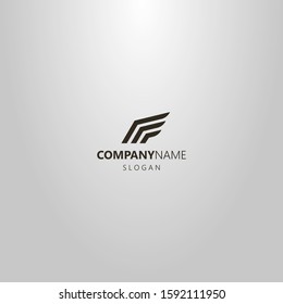 black and white simple flat art vector outline logo of bird wing silhouette 