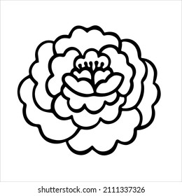 Black and white simple flower. Vector illustration isolated on white.