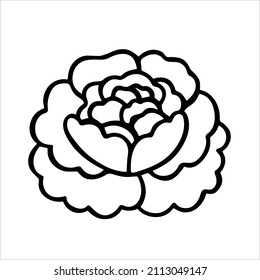 Black and white simple flower. Vector illustration isolated on white.