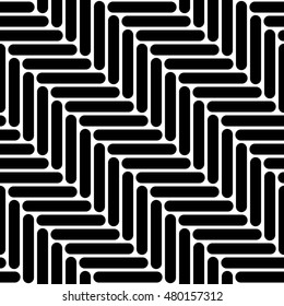 Black and white simple geo herringbone seamless pattern, vector background