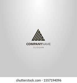 black and white simple geometric vector line art logo of single line triangle