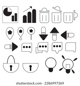 conjunto de iconos simples en blanco y negro para uso de negocios y entretenimiento