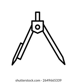 Black and White Simple Illustration of a Precision Drawing Compass