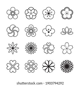 Black And White Simple Japanese Style Flower Icon