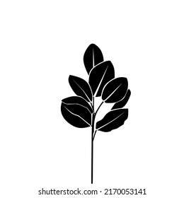 black and white simple leaf silhouette vector