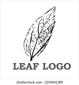 Black and white simple leaf vector logo