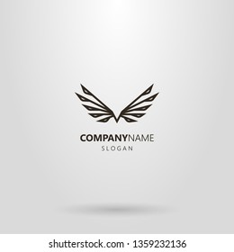 black and white simple line art abstract vector logo of flying bird 