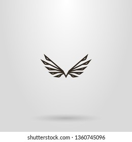 black and white simple line art abstract vector logo of flying bird 