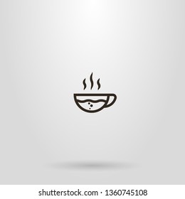 black and white simple line art sign glass cup with hot drink and bubbles