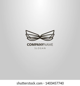 black and white simple line art vector logo of six wings of dragonfly or butterfly