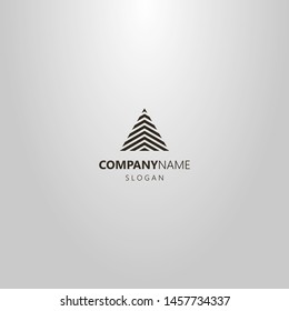 black and white simple line art vector logo of modern striped triangle