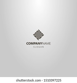 black and white simple line art vector outline logo of one-line rhombus