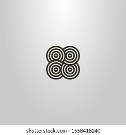 black and white simple line art abstract vector sign of four circle targets