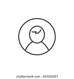 Black and white simple line art user icon in a round frame