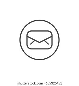 Black and white simple line art mail icon in a round frame 