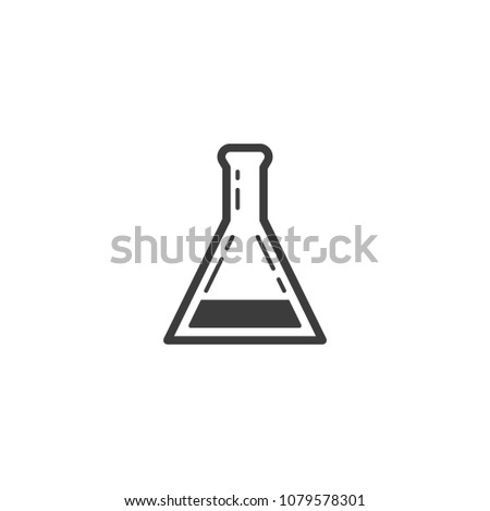 Black and white simple line art outline icon of test tube 