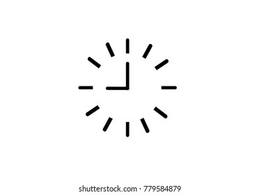 Black and white Simple Line clock icon. Outline time vector