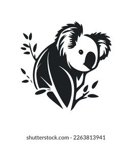 Logo simple en blanco y negro con koala estética