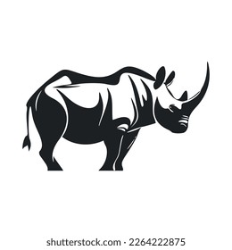 Black and white simple logo with aesthetic rhinoceros