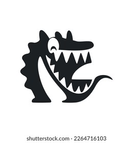 Black and white Simple logo with an aesthetic Cheerful crocodile.