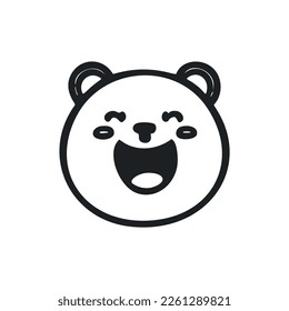 Black and white Simple logo with Attractive Cheerful Fox.