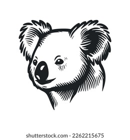 Black and white simple logo with attractive koala