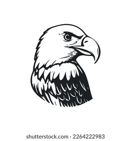 Black and white Simple logo with Attractive and cute eagle.