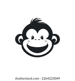 Black and white Simple logo with Attractive and cute monkey.