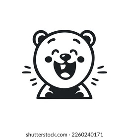 Black and white Simple logo with a charming cheerful fox.